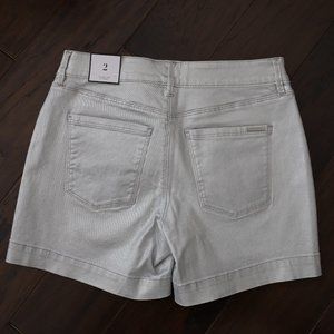 WHITE HOUSE BLACK MARKET 5-INCH METALLIC DENIM SHORTS NWT SIZE 2